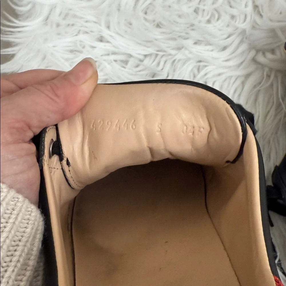 GUCCI ACE Black Sneakers with Red and Gold Accents bee 5 - Picture 9 of 16